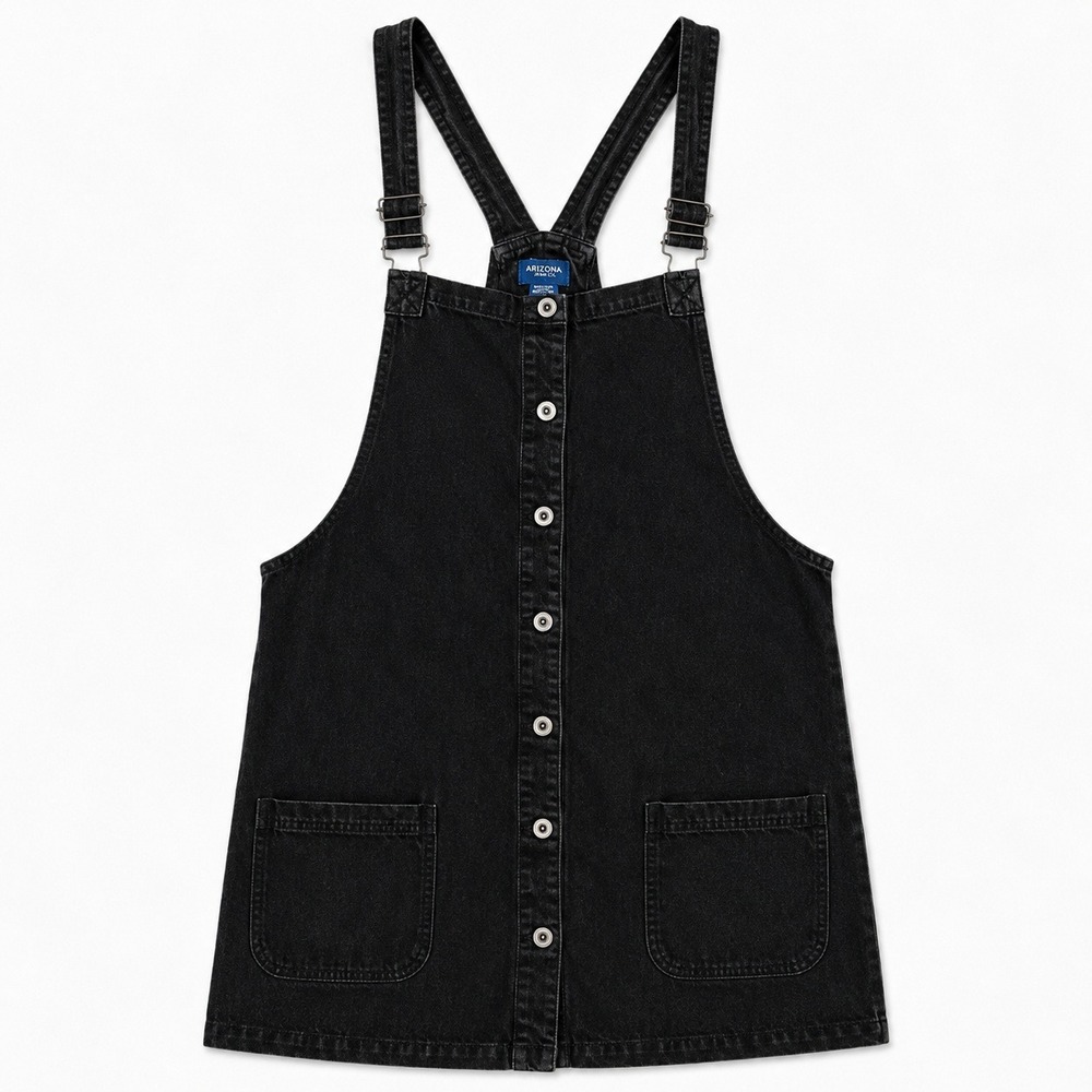 Arizona Jean Co Black Denim Overall Pinafore Dress XXL Womens Grunge Whimsigoth